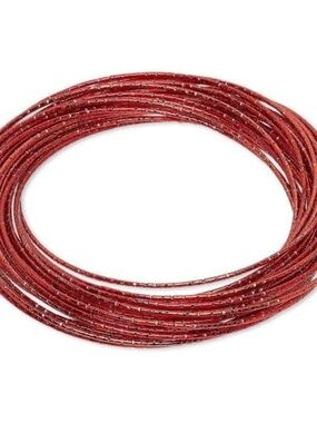 Womens Stainless Steel Red Interlocking Bangle Bracelet